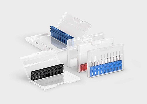 MicroBox: envase individual de alta calidad para 10 microherramientas, fresas y brocas.