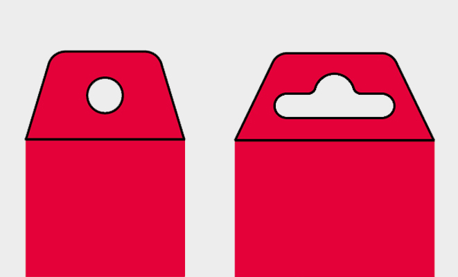 Comparison between round-hole or Eurohole hangers.